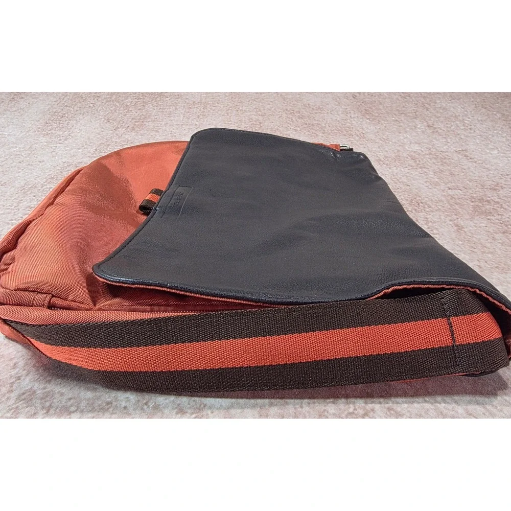 Gabol Spain Messenger Bag Leather Flap Orange Dark Brown Crossbody Adjustable
